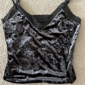 Grey velvet lace tank top size small